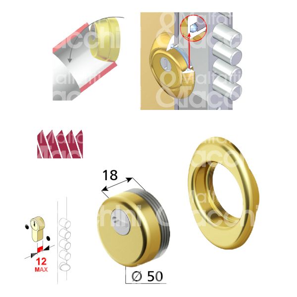Disec bd271n18cs protettore monolito interasse fori mm 38 misura Ø 54 profondita' mm 18 cromo satinato