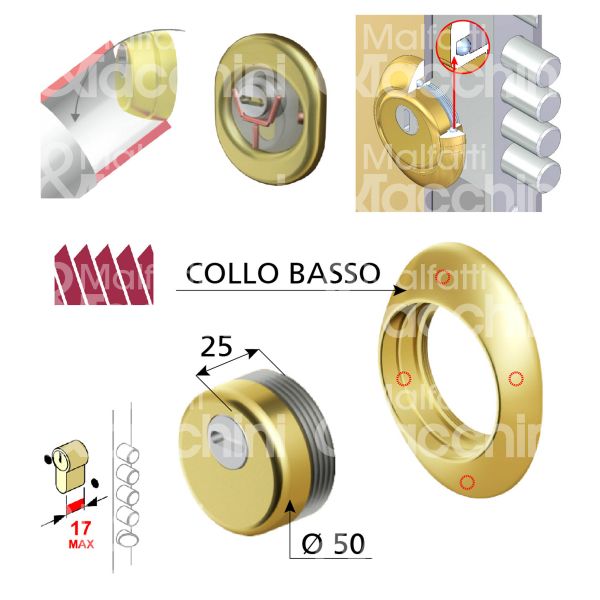 Disec bkd291cs protettore monolito interasse fori mm 38 misura Ø 54 profondita' mm 25 cromo satinato