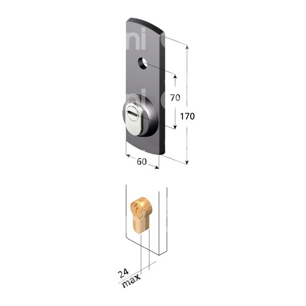 Disec dn130pd1an protettore per basculante/serranda interasse fori mm 39 x 139 misura 60 x 170 nero