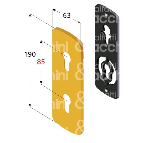 Disec ki2033pol placca foro doppio cilindro ottone lucido interasse 85 mm 63 x 190