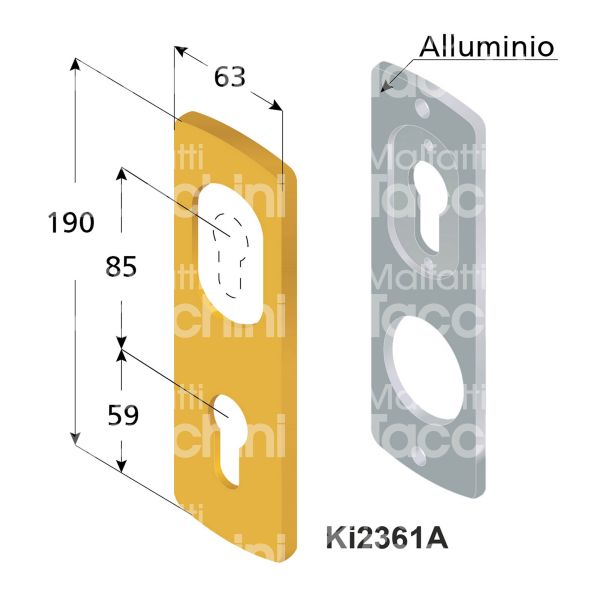 Disec ki2361acs placca foro protettore piÙ cilindro cromo satinato interasse 85 mm 63 x 190