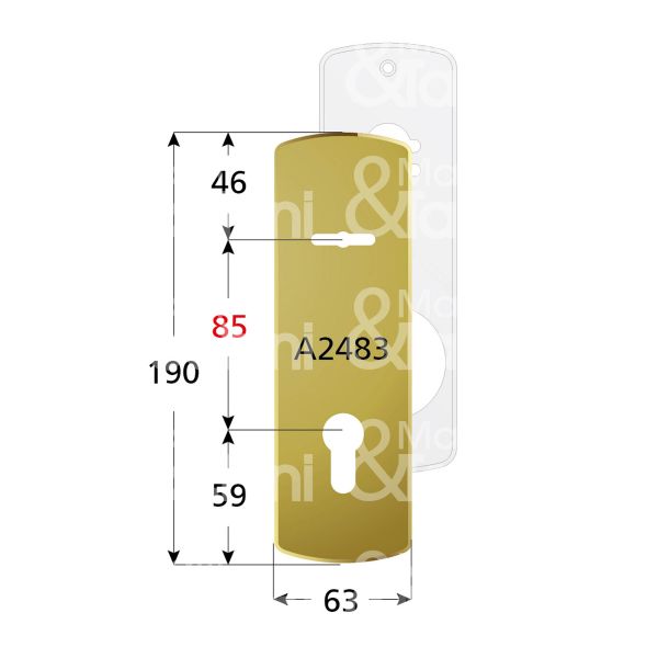 Disec ki2483acl placca foro doppia mappa piÙ cilindro cromo lucido interasse 85 mm 63 x 190