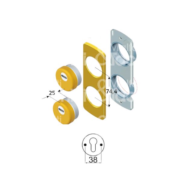 Disec ktb725bz protettore monolito interasse fori mm 38 misura 63 x 190 profondita' mm 25 bronzato