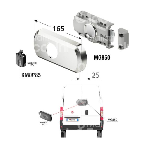Disec mg850otka chiusura per furgoni van lock coppia 2 pz chiave magnetica cifratura ka