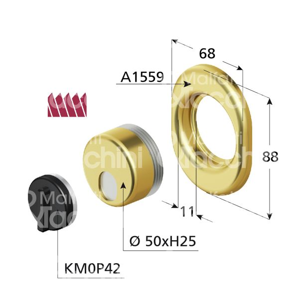 Disec mrm39cs protettore magnetico monolito chiave magnetica interasse fori mm 31 misura Ø 54 profondita' mm 25 cromo satinato