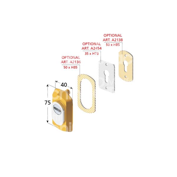 Disec or14cs protettore applicare misura 40 x 75 profondita' mm 13 cromo satinato