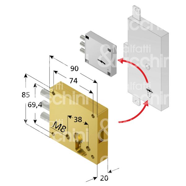 Disec rif04cf riferma ricambio e 54 dx 3 catenacci