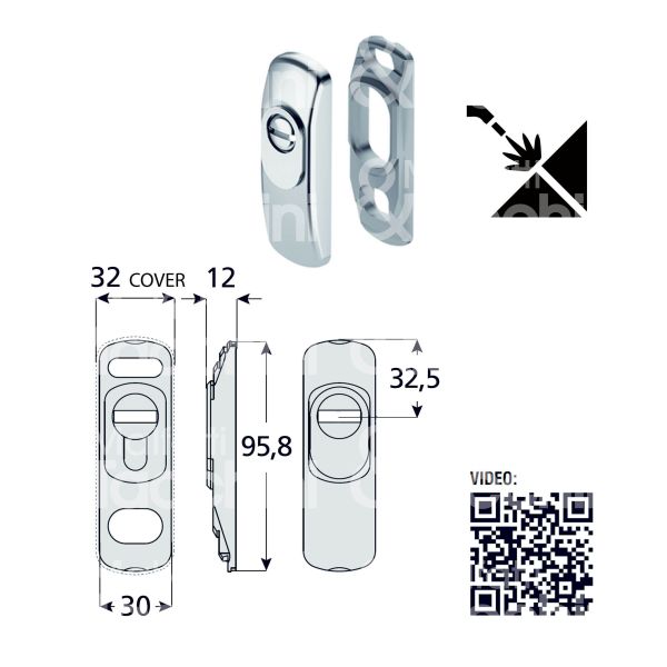 Disec sg35d1ol protettore per serramenti misura 95,8 x 30 profondita' mm 12 ottone lucido