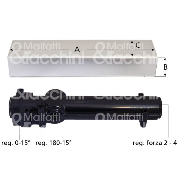 Dormakaba ts92n chiudiporta aereodinamico solo corpo ts92 nero forza 2÷4 portata kg max 40÷80