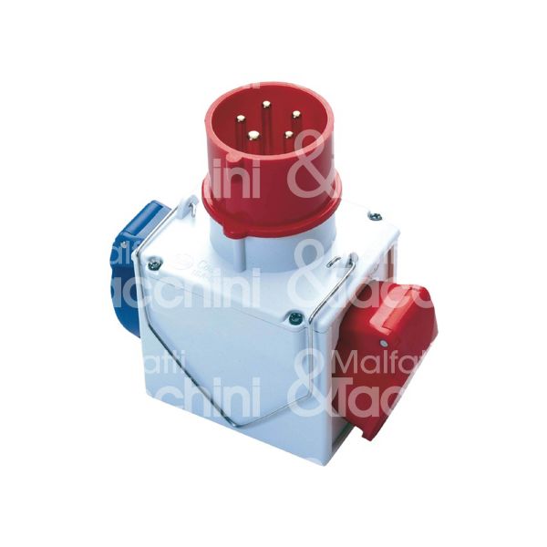 Fme fanton 73112 adattatore industriale triplo art. 73112 rosso/blu spina 3p + t / presa 3p + t/2p + t - 16 a - 220/380v - ip 44