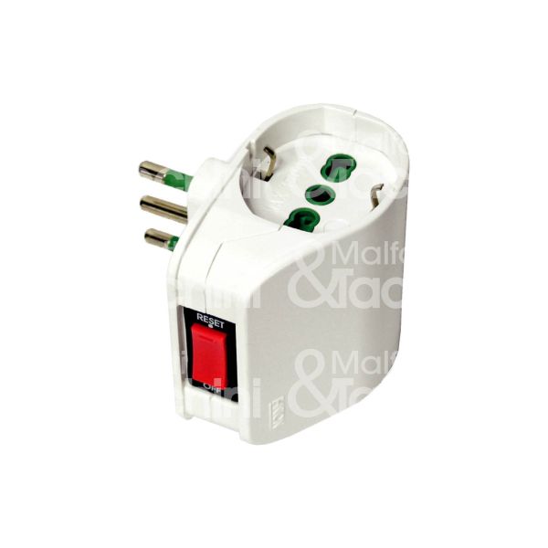 Fme fanton 87310 adattatore civile doppio schuko con interruttore salvaspazio art. 87310 bianco spina 2p + t / presa 2 schuko 2p + t - 10 a con sovraccarico - 250v -