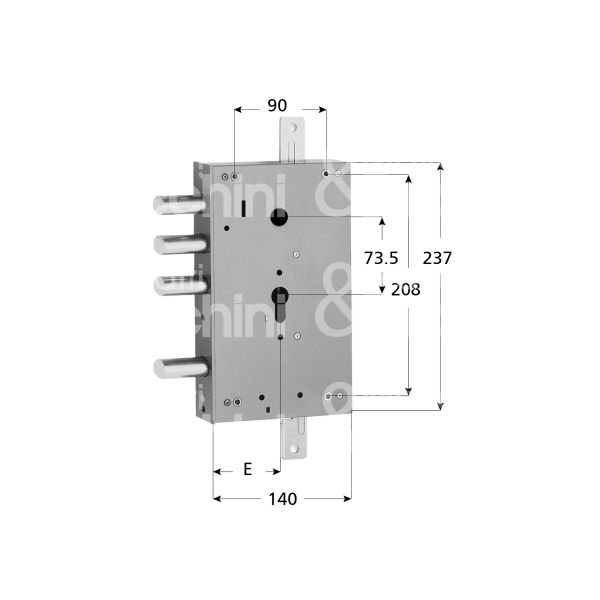 Fiam 8624000 serratura blindata a cilindro triplice e 68 ambidestra 4 catenacci int. cat. 38 sporg. 40