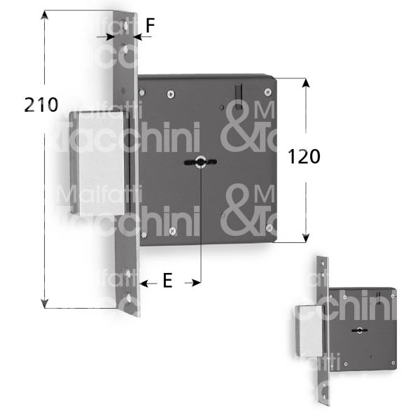 Fiam 31320150 serratura doppia mappa da infilare laterale e 50 solo catenaccio 4 mandate ambidestra ka in coppia