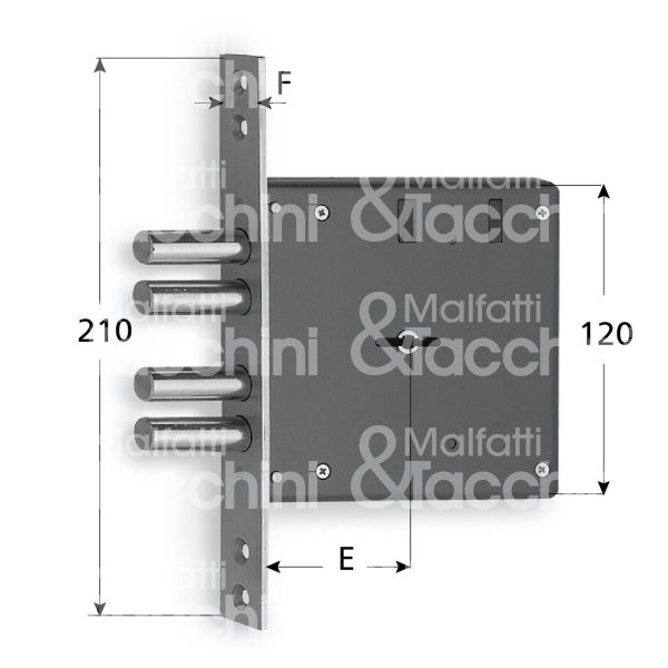 Fiam 31330060 serratura doppia mappa da infilare laterale e 60 4 pistoni 4 mandate ambidestra kd