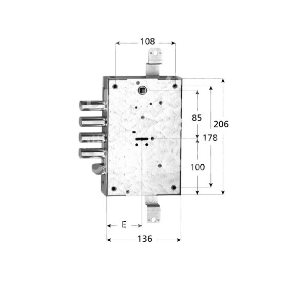 Fiam 6080328001 serratura doppia mappa per blindata triplice e 63 ambidestra 4 catenacci piÙ scrocco int. cat. 28 sporg. 3,5