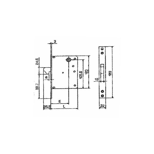 Fiam 641160 serratura infilare a gancio sporgente e 60 ambidestra per porte interne ottone lucido foro quadro 8