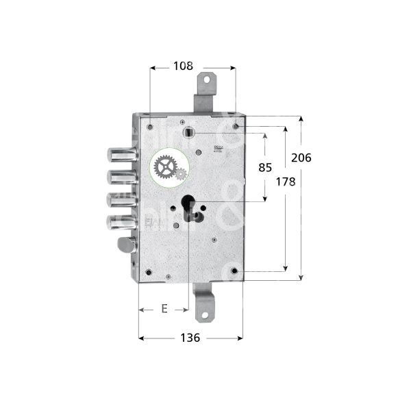 Fiam 6s803280g8 serratura blindata a cilindro triplice e 73 ambidestra 4 catenacci piÙ scrocco int. cat. 28 sporg. 3,5
