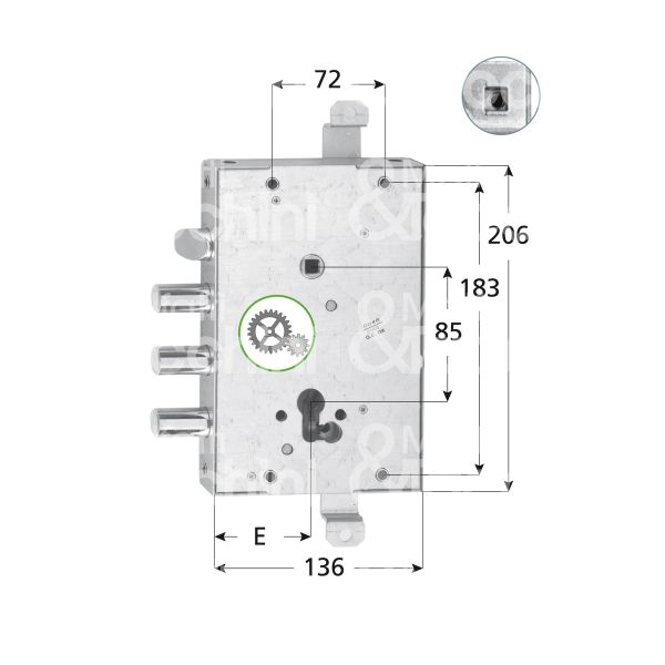 Fiam 66803380f serratura blindata a cilindro triplice e 64 ambidestra 3 catenacci piÙ scrocco int. cat. 38 sporg. 3,5