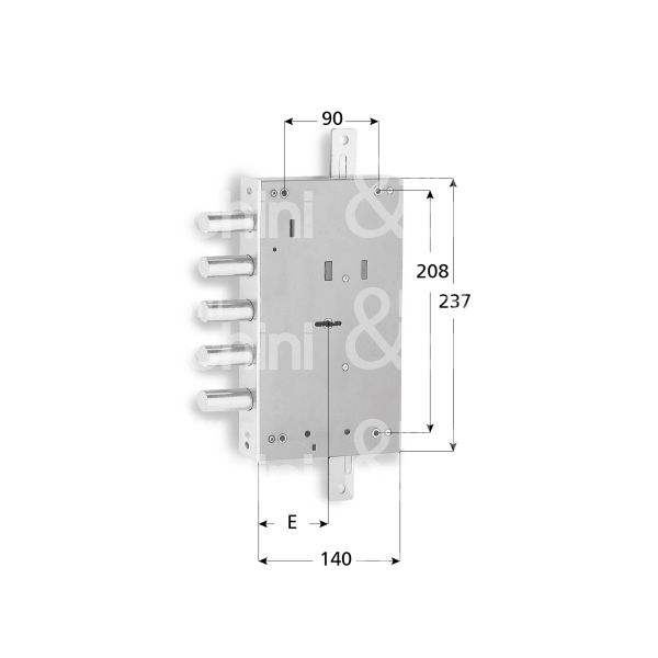 Fiam 8024000 serratura doppia mappa per blindata triplice e 68 ambidestra 5 catenacci int. cat. 38 sporg. 40