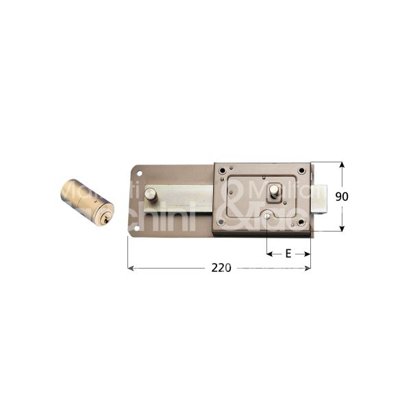 Fbd - wally 270a50 ferroglietto 6 mandate e 50 dx cilindro tondo fisso chiave piatta sporg. cil. 50