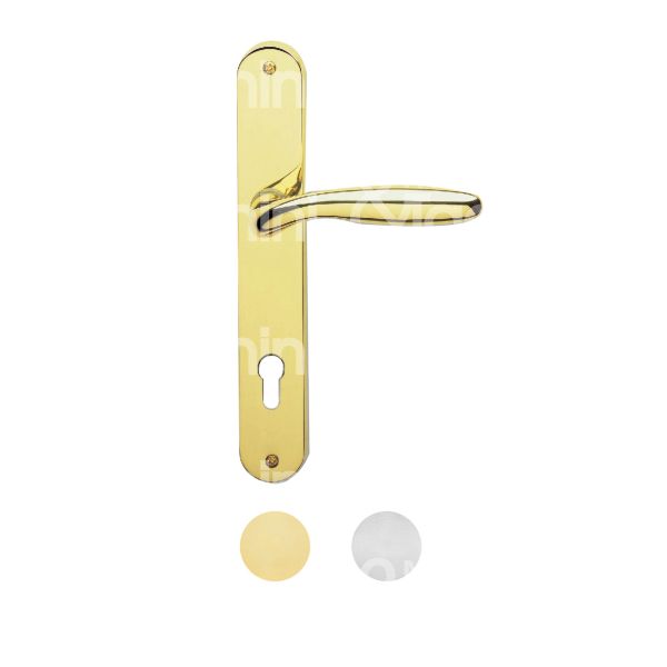 Ghidini 55040088507 maniglia con placca airone ottone cromo lucido foro yale quadro mm 8 interasse mm 85 l mm 37 h mm 235,5