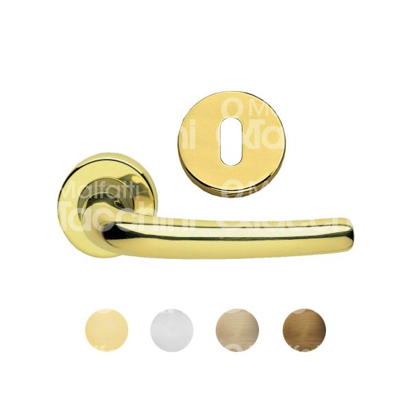 Ghidini 55744281501 coppia maniglia con rosetta milena ottone lucido verniciato foro patent quadro mm 8 Ø rosetta mm 45 con molla