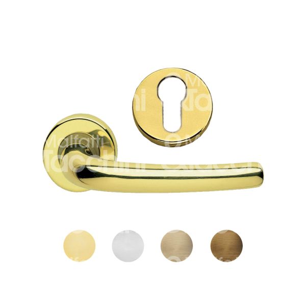 Ghidini 55744285501 coppia maniglia con rosetta milena ottone lucido verniciato foro yale quadro mm 8 Ø rosetta mm 45 con molla