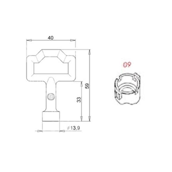 Giussani serrature 2423cz chiave 4 tacche dm zama nichelata