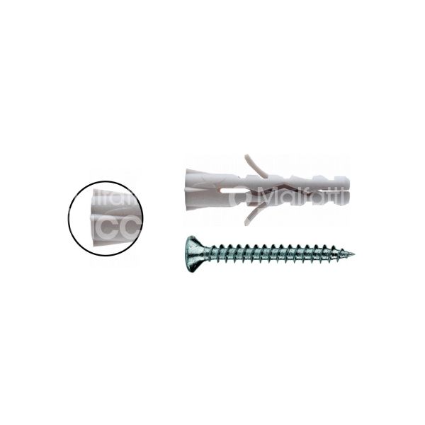 G.b. fissaggi htcb55 tassello nylon con bordo con vite condor cb5vps Ø foro mm 5 l mm 25