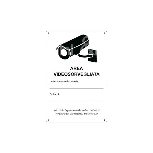 M&t cartelli 33318 cartello segnaletico videosorveglianza alluminio colore bianco l mm 200 h mm 300 p mm 0,5