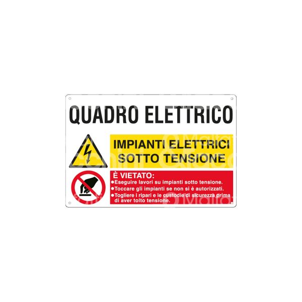 M&t cartelli e3563 cartello segnaletico quadro elettrico alluminio colore giallo l mm 300 h mm 200 p mm 0,5