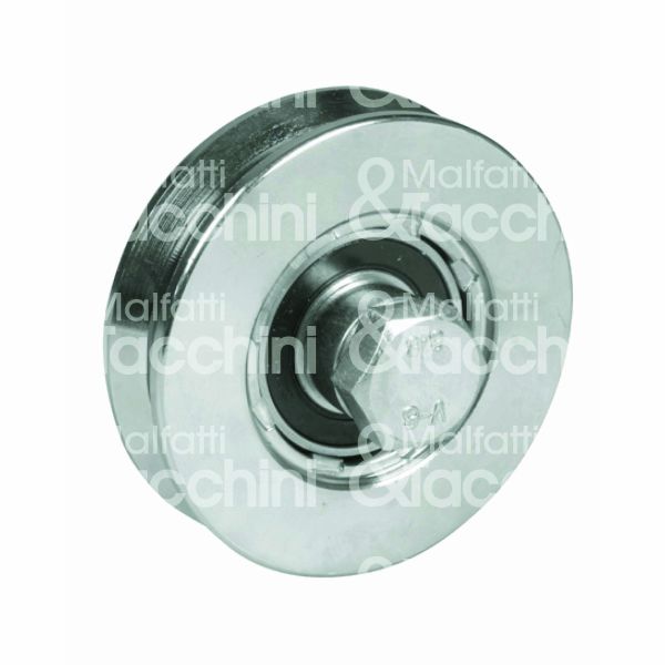 Ibfm 360090 ruota gola v art. 360-90 acciaio zincato Ø mm 90 l mm 20 - 1 cuscinetto perno m 14 x 60 portata kg 300