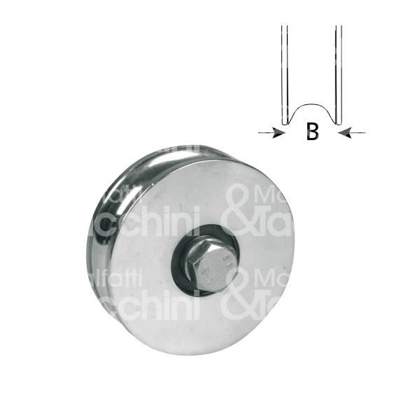 Ibfm 364090 ruota gola semitonda art. 364-090 acciaio zincato Ø mm 90 l mm 25 - 1 cuscinetto perno m 14 x 60 portata kg 300