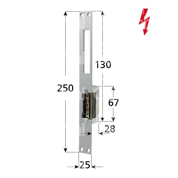 Ibfm 9500 incontro elettrico da incasso con fermo ambidestra 8 - 12v mm 67 x 28 x 20 con frontale con antiripetitore
