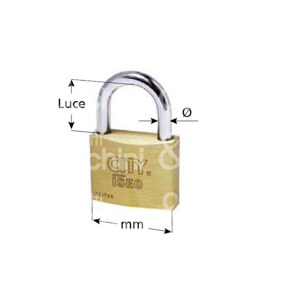 Iseo 00020127 lucchetto ad arco city mm 20 chiave piatta 550020069 cifratura kd