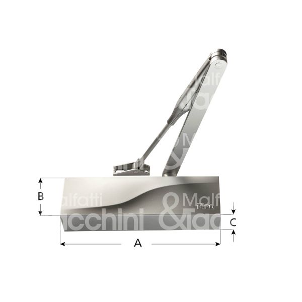 Iseo 374101013 chiudiporta aereodinamico a compasso is110 argento forza 2÷4 con fermo portata kg max 100