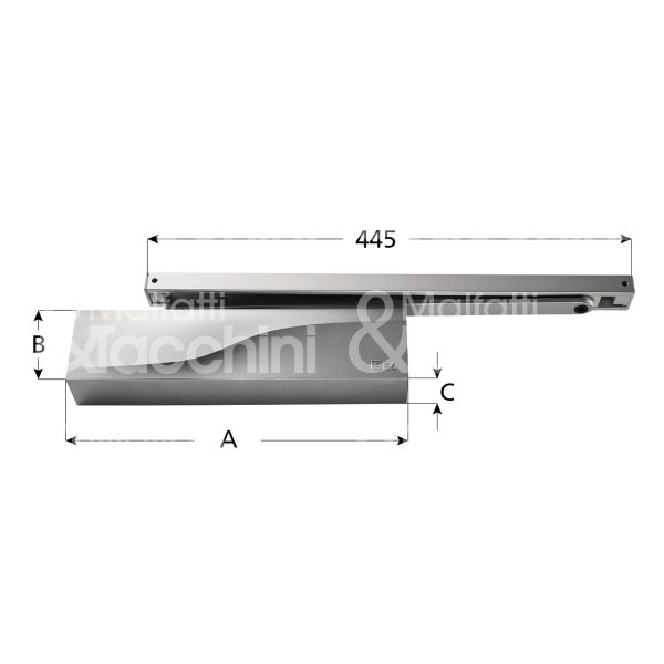 Iseo 375150015 chiudiporta aereodinamico a slitta is115 nero forza 2÷4 senza fermo portata kg max 100