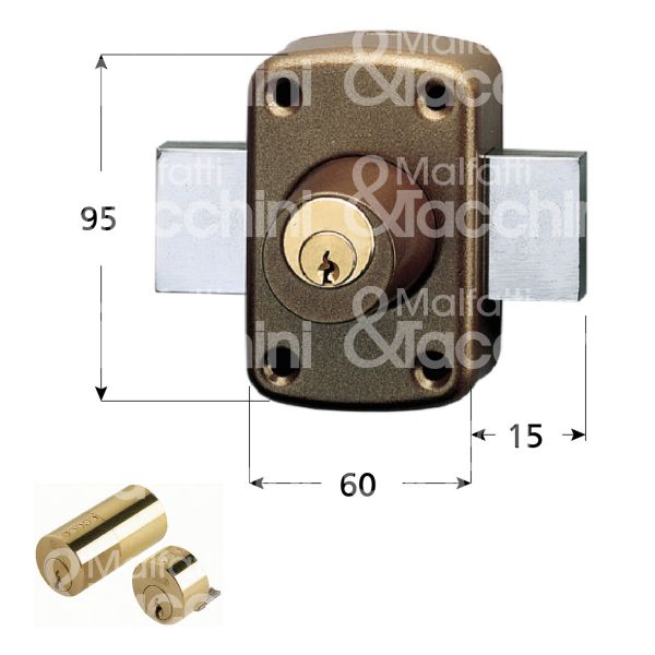 Iseo 470500 ferroglietto 2 mandate ambidestra cilindro tondo fisso chiave piatta sporg. cil. 50