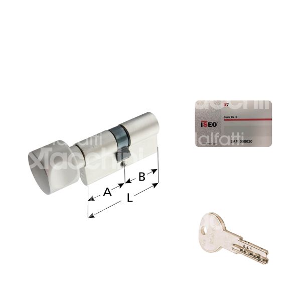Iseo 504200400 cilindro sagomato con pomolo r7 30 x 60 = 90 mm chiave punzonata profilo r7 cifratura kd nichelato