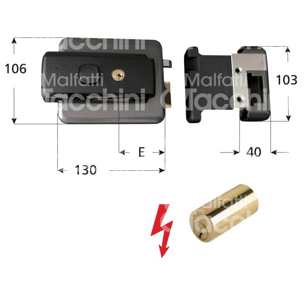 Iseo 51n015 elettroserratura da applicare a tirare laterale e 50/80 ambidestra foro tondo