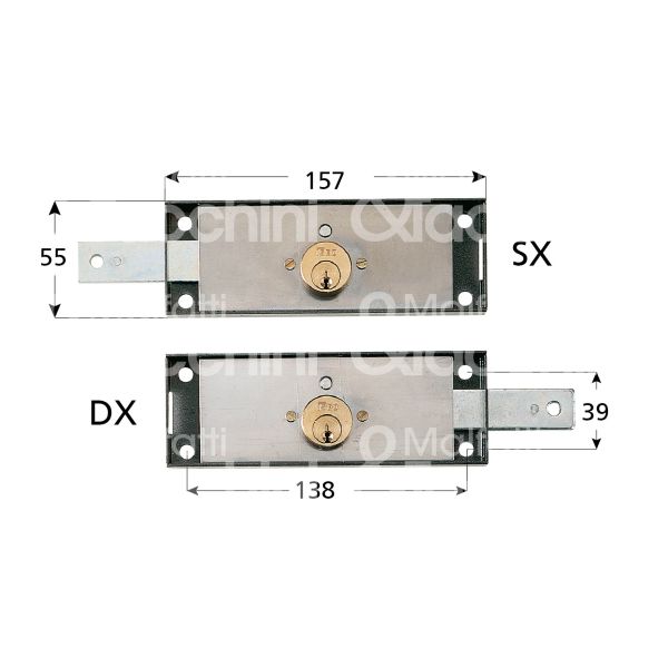 Iseo 642001 serratura per serranda laterale foro tondo / chiave piatta cifratura kd