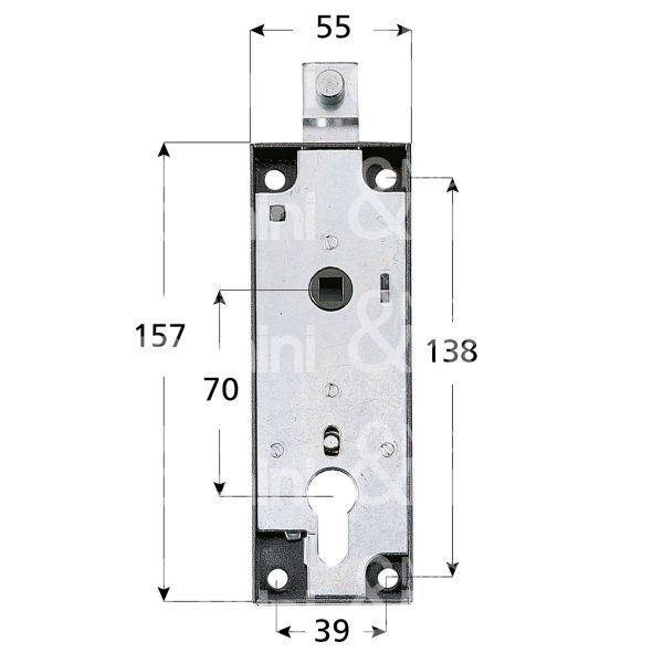 Iseo 646000 serratura per basculante a 1 punto di chiusura foro sagomato /