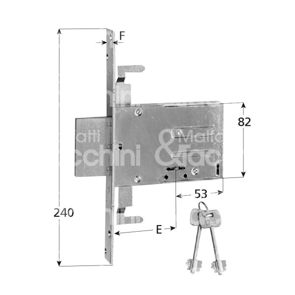 Iseo 663604n serratura doppia mappa da infilare triplice e 60 solo catenaccio 4 mandate ambidestra kd