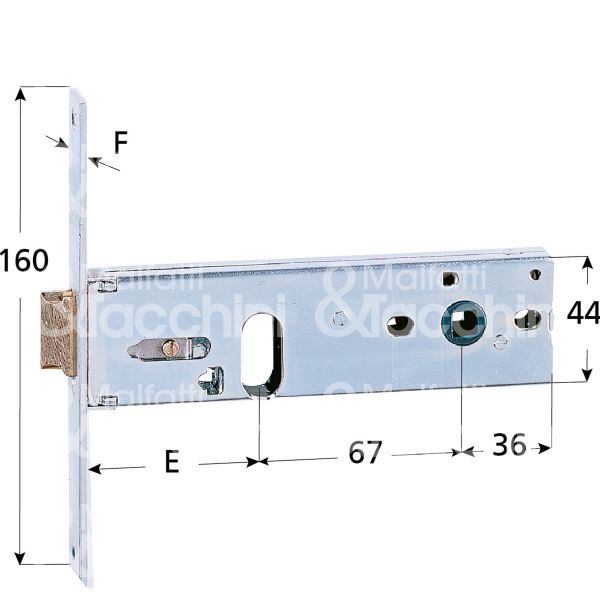Iseo 7047010 serratura infilare per fasce 2 mandate cilindro ovale 70 laterale scrocco con mandata