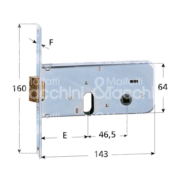 Iseo 7107010 serratura infilare per fasce 2 mandate cilindro ovale 70 laterale scrocco con mandata