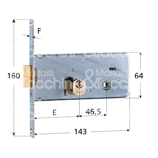 Iseo 712601 serratura infilare per fasce 2 mandate cilindro tondo Ø 22 60 laterale scrocco con mandata