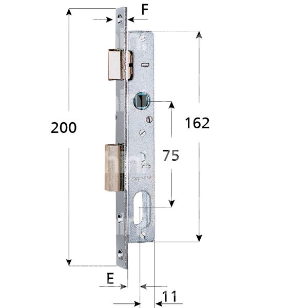 Iseo 7501510 serratura per montanti laterale scrocco piÙ catenaccio e 15 foro ovale ambidestra 1 mandate
