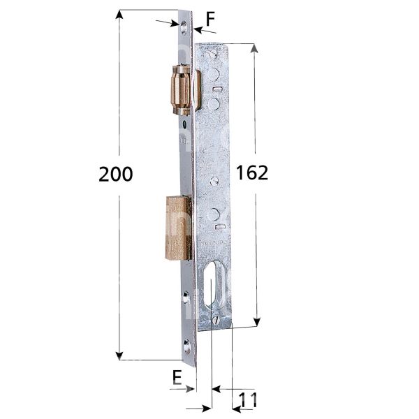 Iseo 7521510 serratura per montanti laterale rullo piÙ catenaccio e 15 foro ovale ambidestra 1 mandate