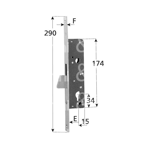 Iseo 781253ifz serratura electa per montanti laterale solo catenaccio e 25 foro sagomato ambidestra 1 mandate
