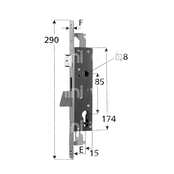 Iseo 783251ifz serratura electa per montanti triplice scrocco piÙ catenaccio e 25 foro sagomato ambidestra 1 mandate
